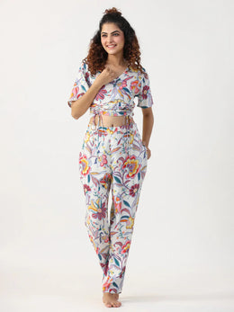 Floral Printed Night Suit set - SanskrutiHomes 