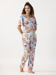 Floral Printed Night Suit set - SanskrutiHomes 