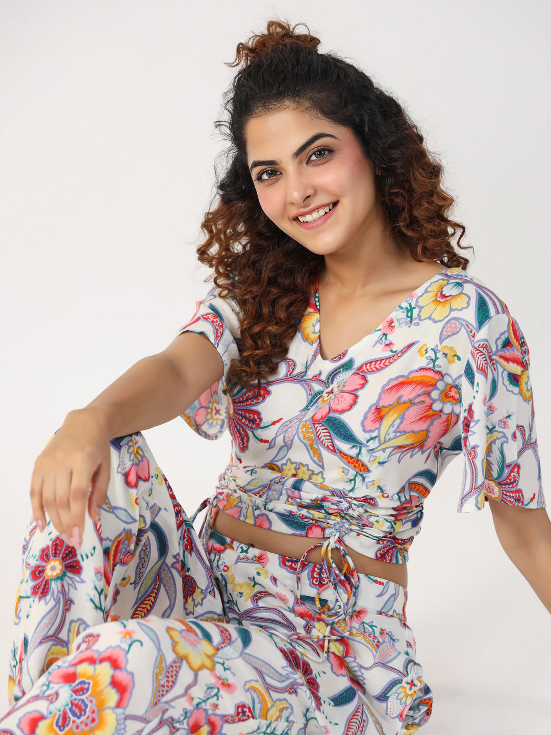 LEAF AND FLORAL Cotton Night SUIT SET - SanskrutiHomes 