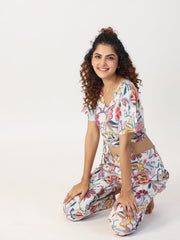 LEAF AND FLORAL Cotton Night SUIT SET - SanskrutiHomes 