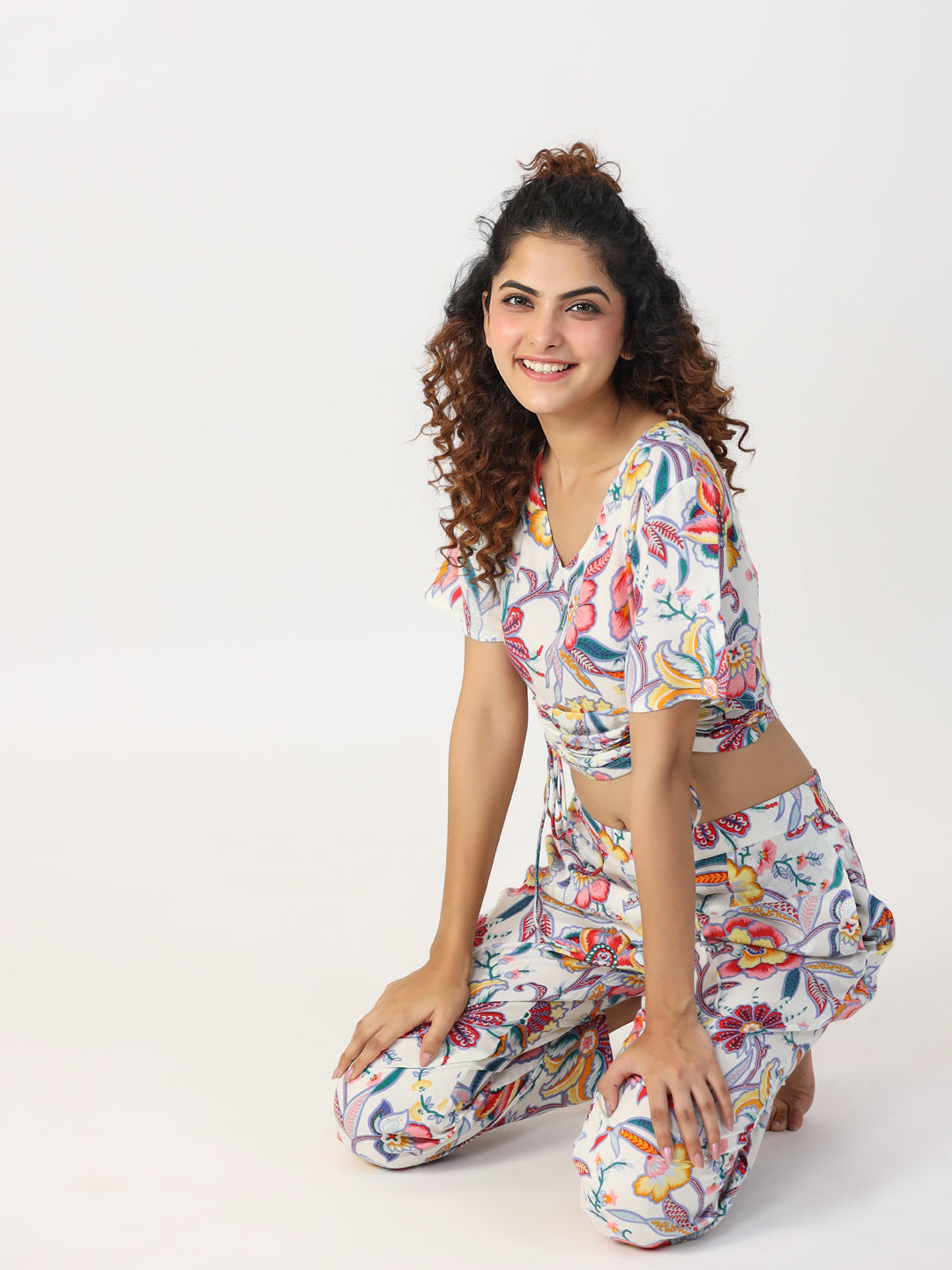 LEAF AND FLORAL Cotton Night SUIT SET - SanskrutiHomes 