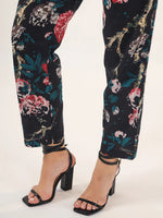 BLACK FLORAL Cotton Night SUIT - SanskrutiHomes 