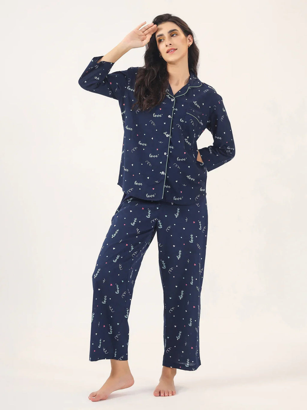 BLUE LOVE Cotton Night SUIT - SanskrutiHomes 