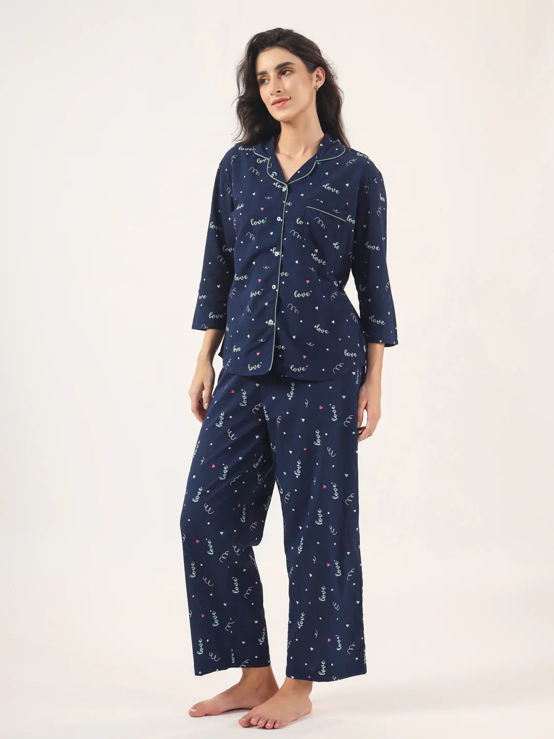 BLUE LOVE Cotton Night SUIT - SanskrutiHomes 
