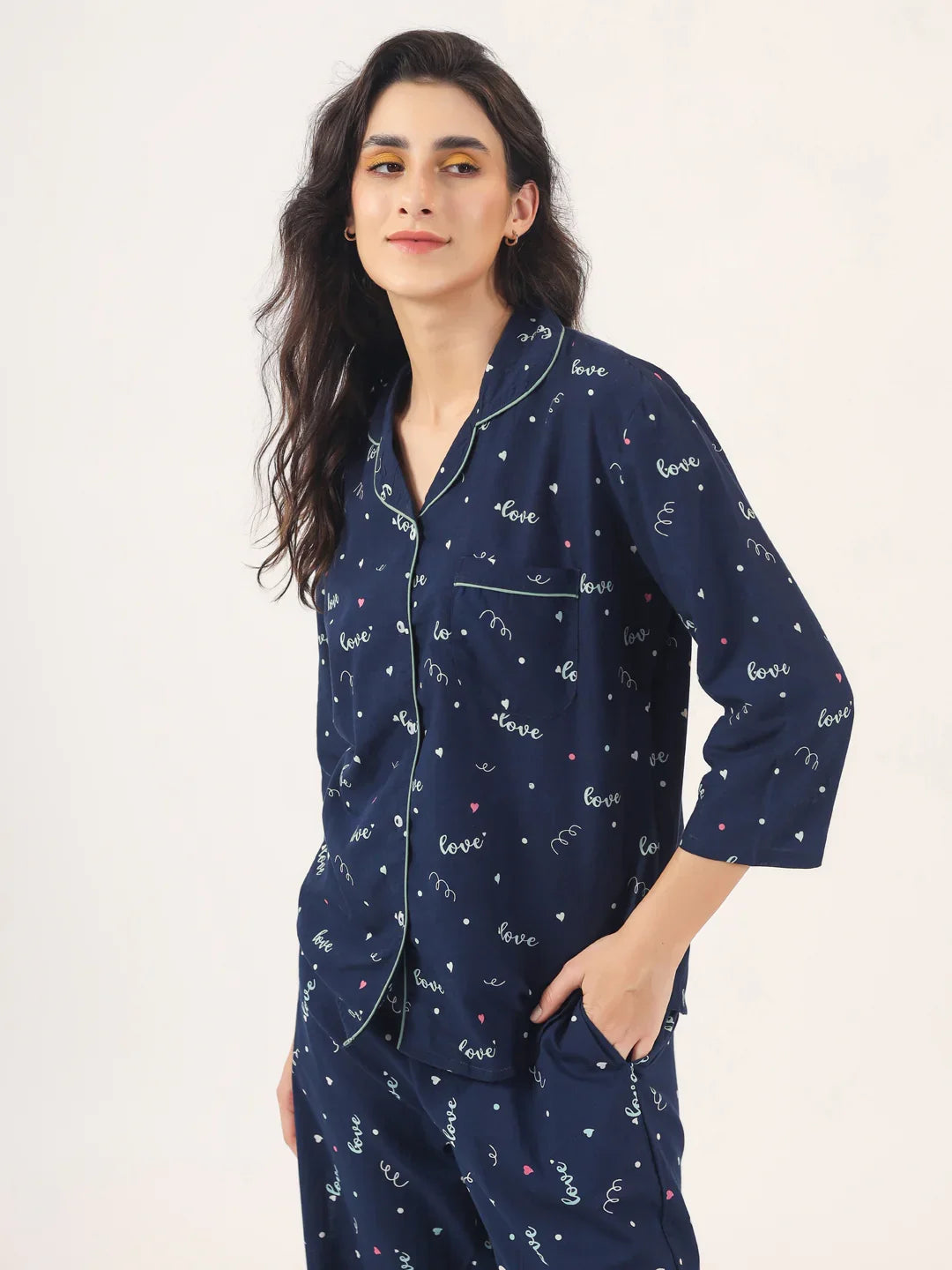 BLUE LOVE Cotton Night SUIT - SanskrutiHomes 
