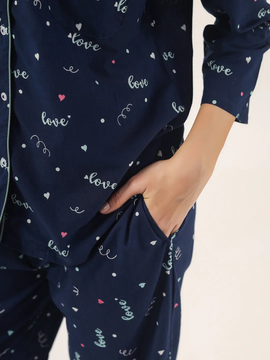 BLUE LOVE Cotton Night SUIT - SanskrutiHomes 