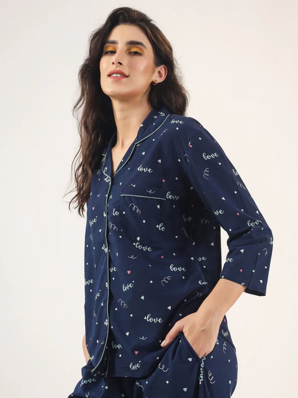 BLUE LOVE Cotton Night SUIT - SanskrutiHomes 