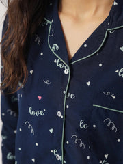 BLUE LOVE Cotton Night SUIT - SanskrutiHomes 