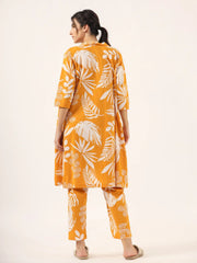 Yellow Pure Cotton 3 peice Night SUIT - SanskrutiHomes 