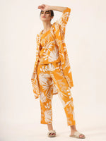 Yellow Pure Cotton 3 peice Night SUIT - SanskrutiHomes 