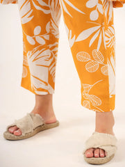 Yellow Pure Cotton 3 peice Night SUIT - SanskrutiHomes 