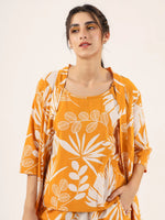 Yellow Pure Cotton 3 peice Night SUIT - SanskrutiHomes 