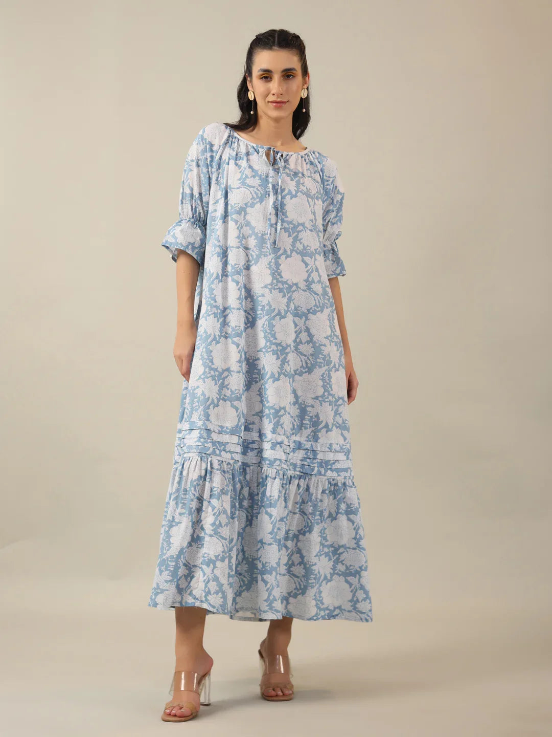 Women Pure Cotton Night Dress - SanskrutiHomes 