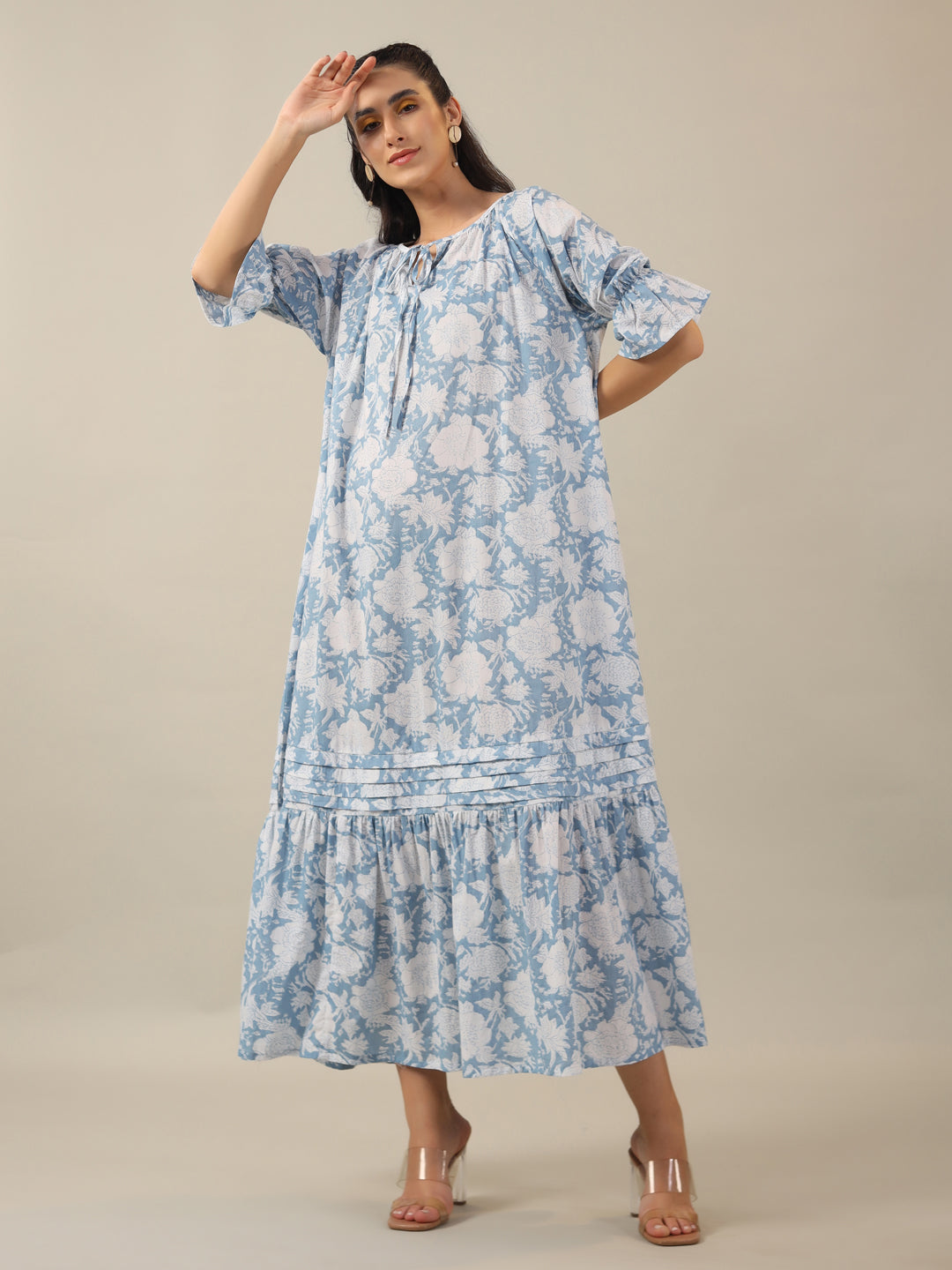 Women Pure Cotton Night Dress - SanskrutiHomes 