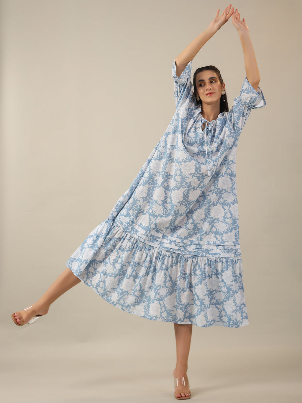 Women Pure Cotton Night Dress - SanskrutiHomes 