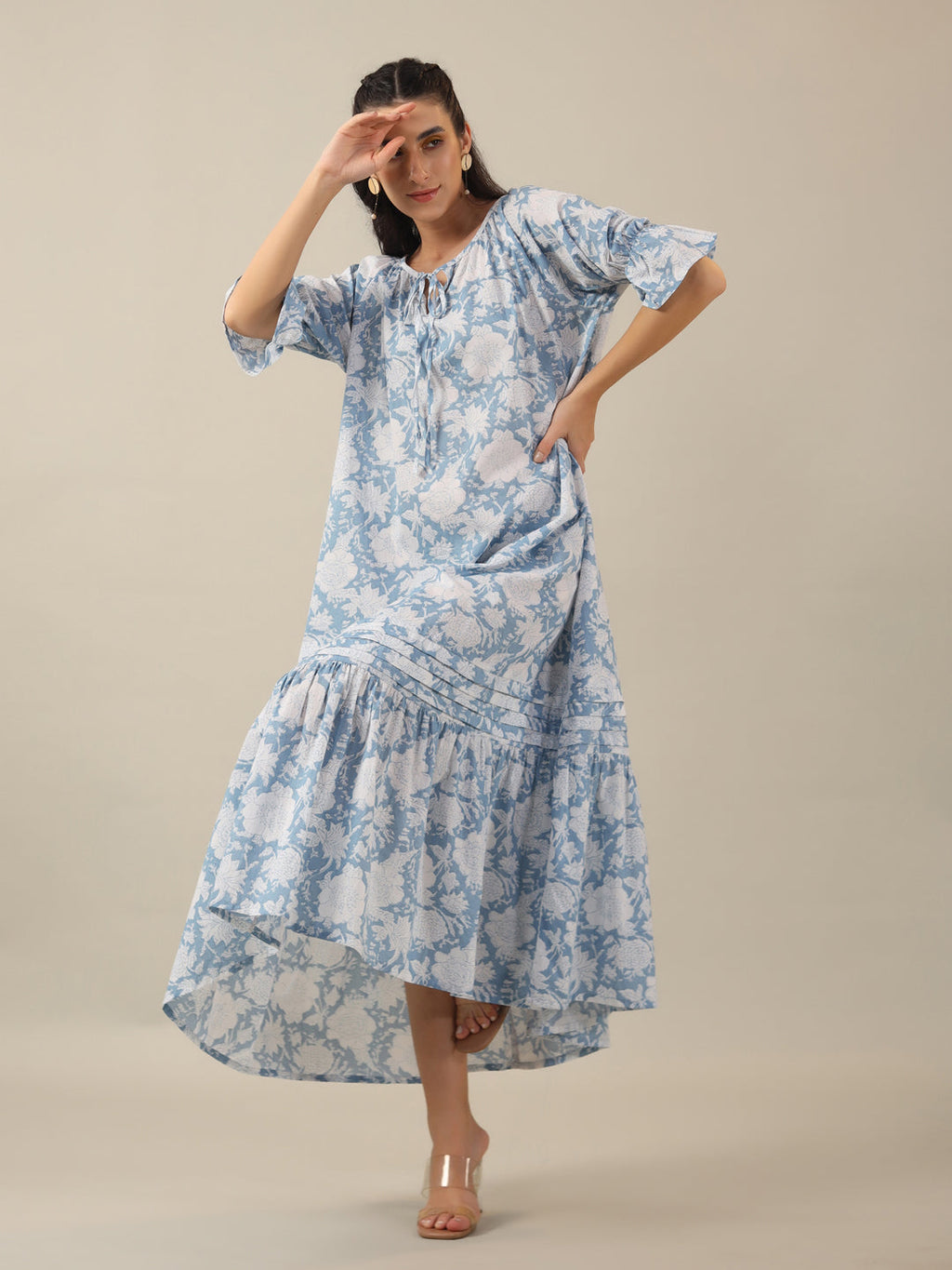 Women Pure Cotton Night Dress - SanskrutiHomes 