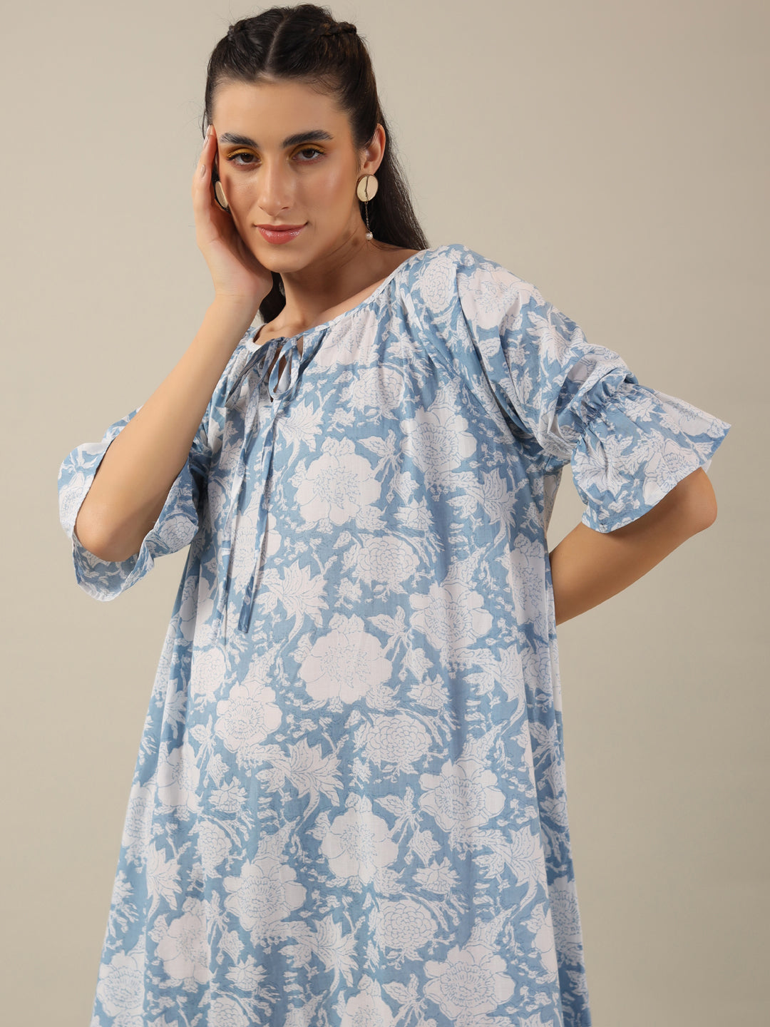 Women Pure Cotton Night Dress - SanskrutiHomes 