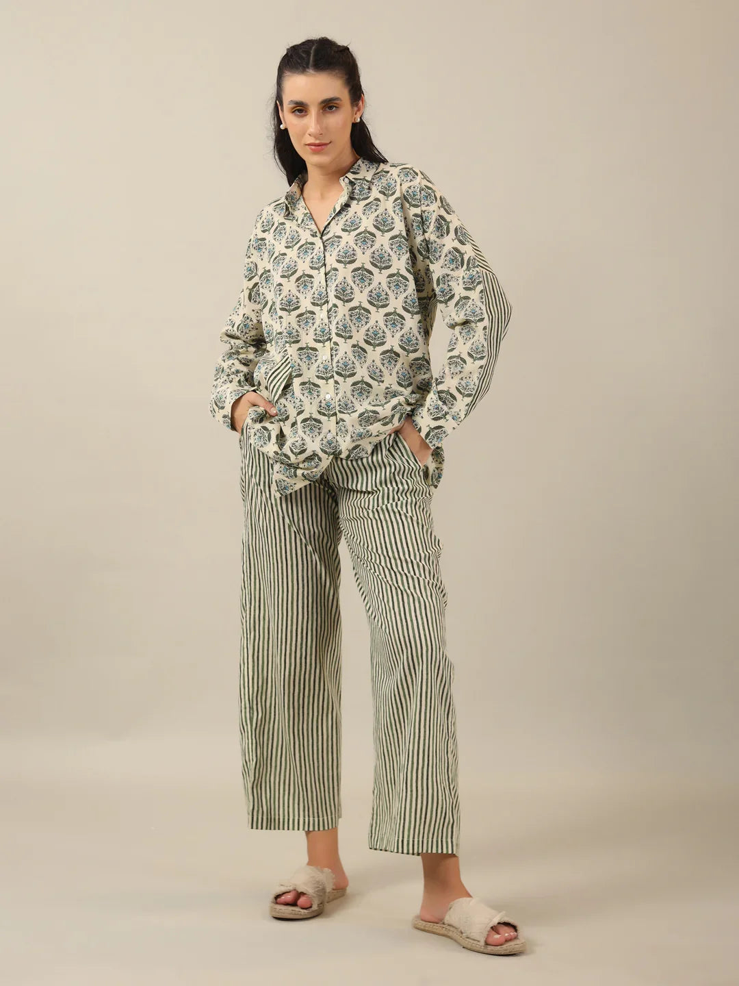 Duo Print loose fit Loungewear Set - SanskrutiHomes 