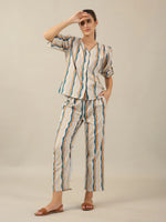 Line print Cotton Night SUIT - SanskrutiHomes 