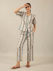 Line print Cotton Night SUIT - SanskrutiHomes 