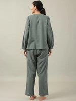 Grey solid Cotton Night SUIT - SanskrutiHomes 