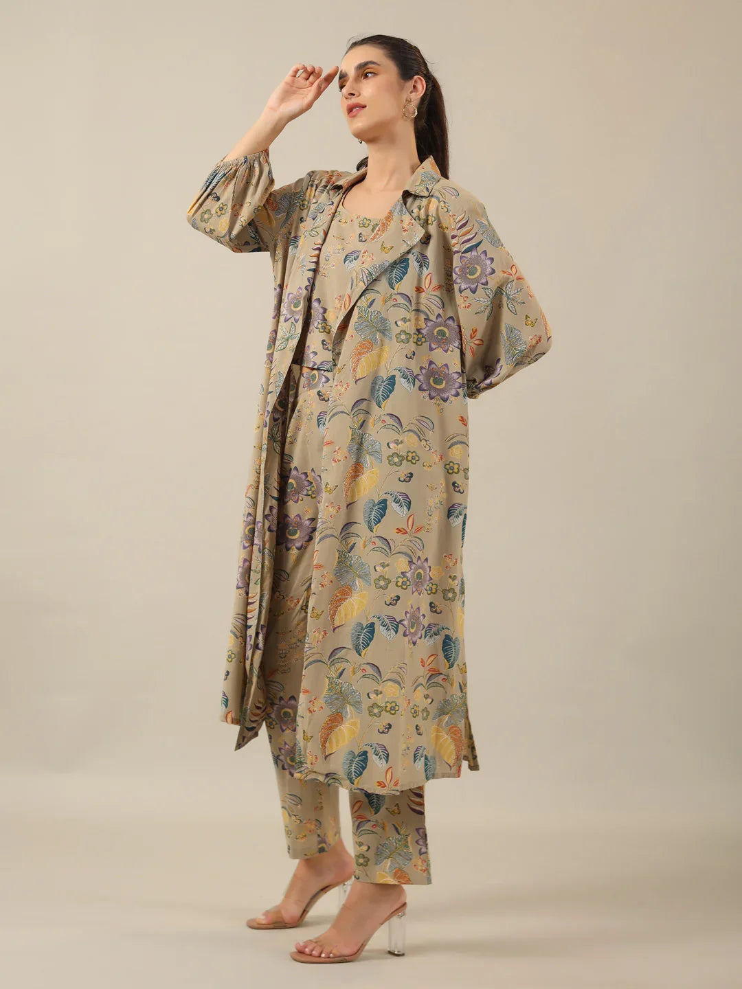 Collared 3 peice Co-ord set - SanskrutiHomes 