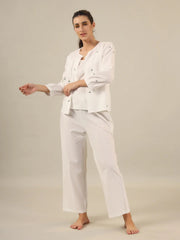 WHITE DAISY Cotton Night SUIT - SanskrutiHomes 