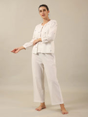 WHITE DAISY Cotton Night SUIT - SanskrutiHomes 