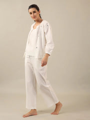 WHITE DAISY Cotton Night SUIT - SanskrutiHomes 