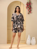Black Pure Cotton Kaftan Shorts Set - SanskrutiHomes 