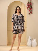 Black Pure Cotton Kaftan Shorts Set - SanskrutiHomes 