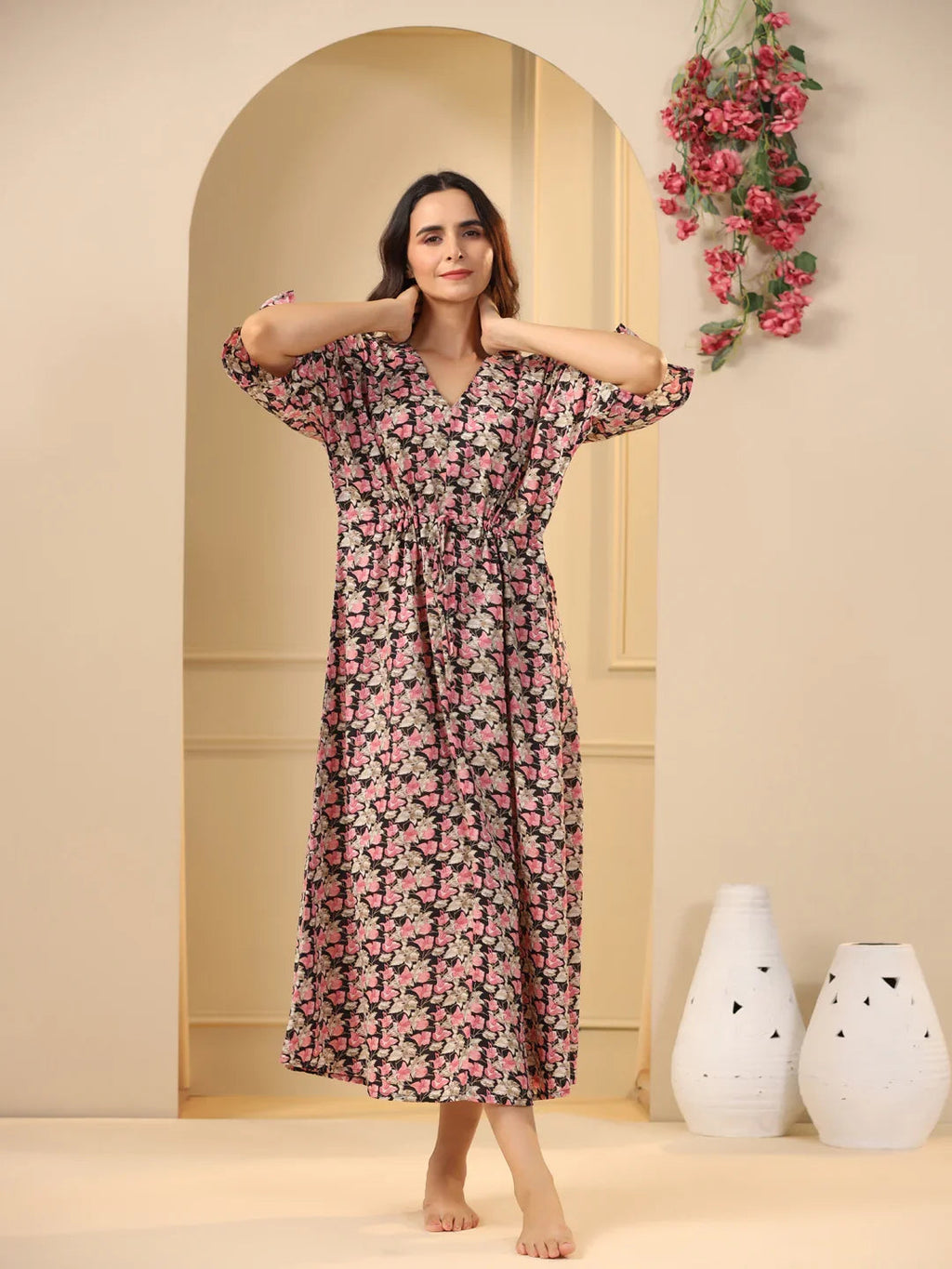 Women Pure Cotton Night Dress - SanskrutiHomes 