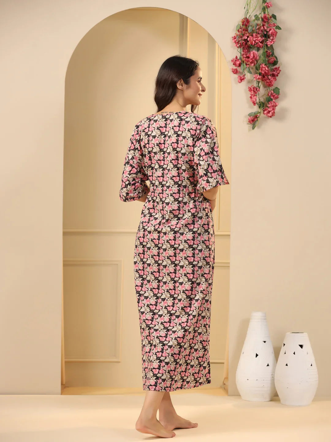 Women Pure Cotton Night Dress - SanskrutiHomes 