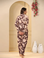 Brown Printed Full sleeves Cotton Night suit - SanskrutiHomes 
