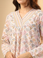 Off -white printed pure cotton night suit set - SanskrutiHomes 