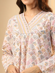 Off -white printed pure cotton night suit set - SanskrutiHomes 