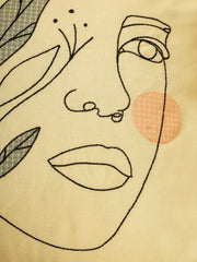 Minimalist Face Floral Cushion Cover - SanskrutiHomes 