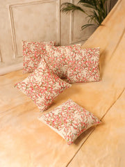 Velvet Pink Colour Floral Cushion Covers - SanskrutiHomes 