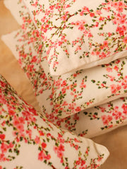 Velvet Pink Colour Floral Cushion Covers - SanskrutiHomes 