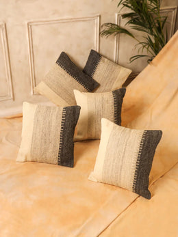 Jute Cotton Off White Colour Self Design Cushion Covers