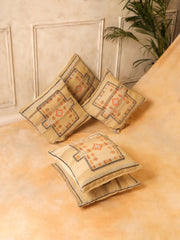 Jute Cotton Beige Colour Geometric Cushion Covers - SanskrutiHomes 