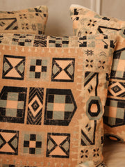 Velvet Beige Colour Geometric Cushion Covers - SanskrutiHomes 