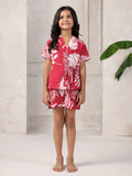 Pink Floral Printed Night Suit for Kids - SanskrutiHomes 