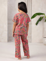 Floral Printed Cotton Night Suit Set for Kids - SanskrutiHomes 