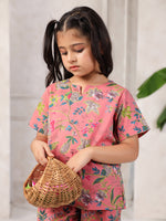 Floral Printed Cotton Night Suit Set for Kids - SanskrutiHomes 
