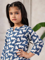 Blue Cotton Round Neck Night Suit for Kids - SanskrutiHomes 