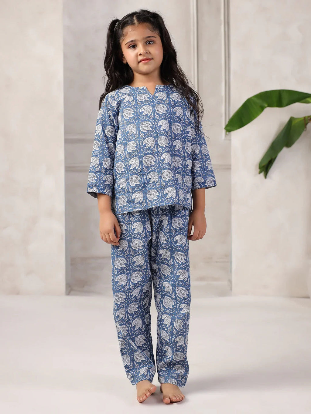 Floral Printed Night Suit Set for Kids - SanskrutiHomes 