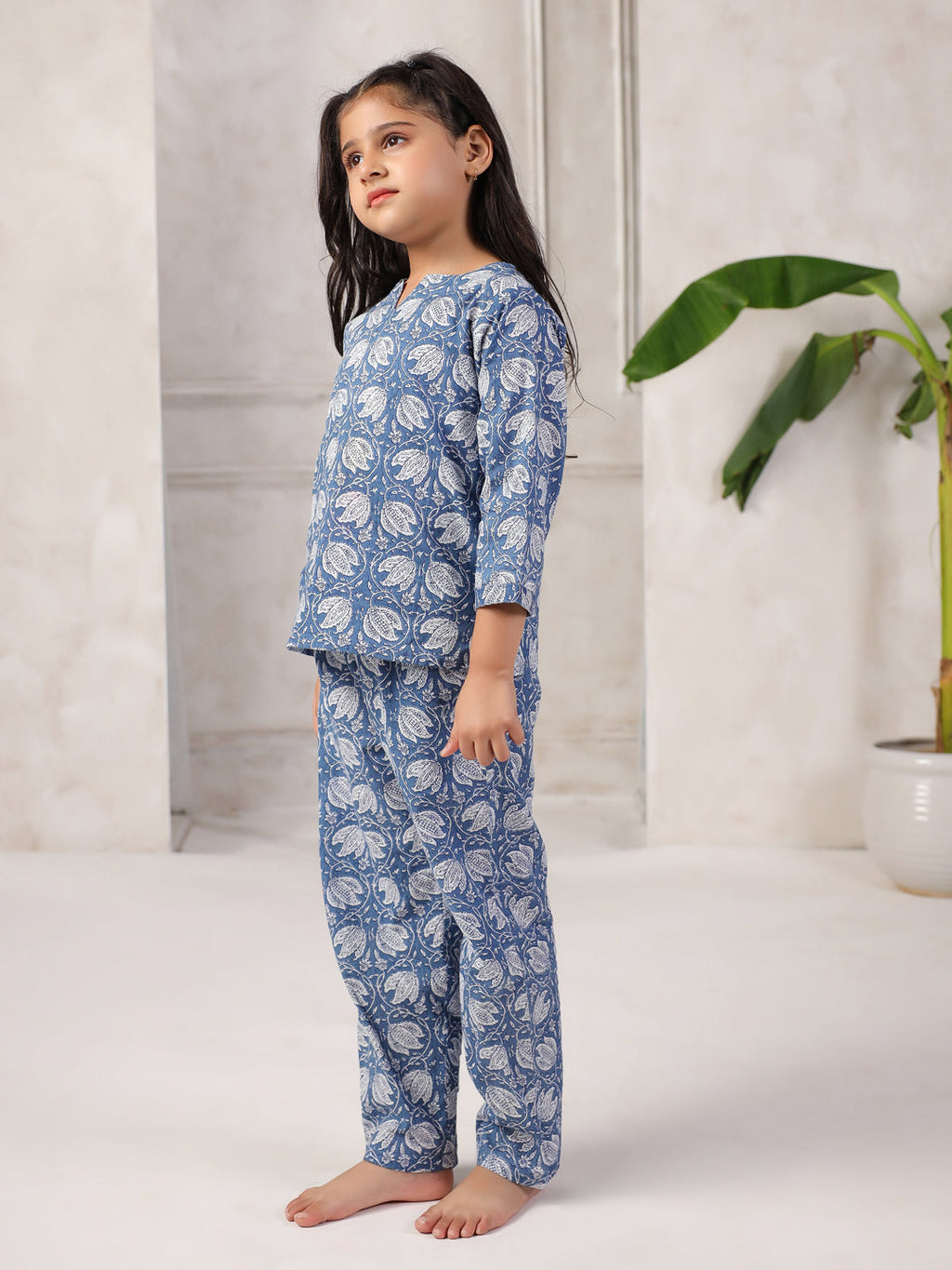 Floral Printed Night Suit Set for Kids - SanskrutiHomes 