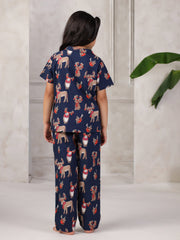 Blue Printed Cotton Night Suit for Kids - SanskrutiHomes 