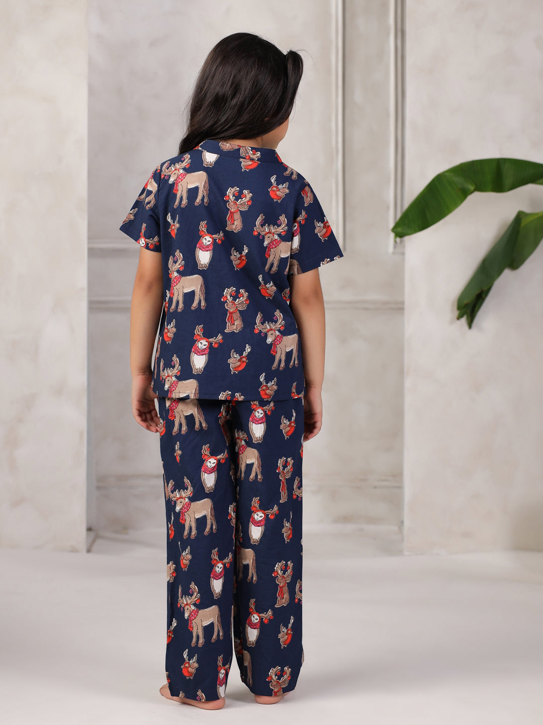 Blue Printed Cotton Night Suit for Kids - SanskrutiHomes 